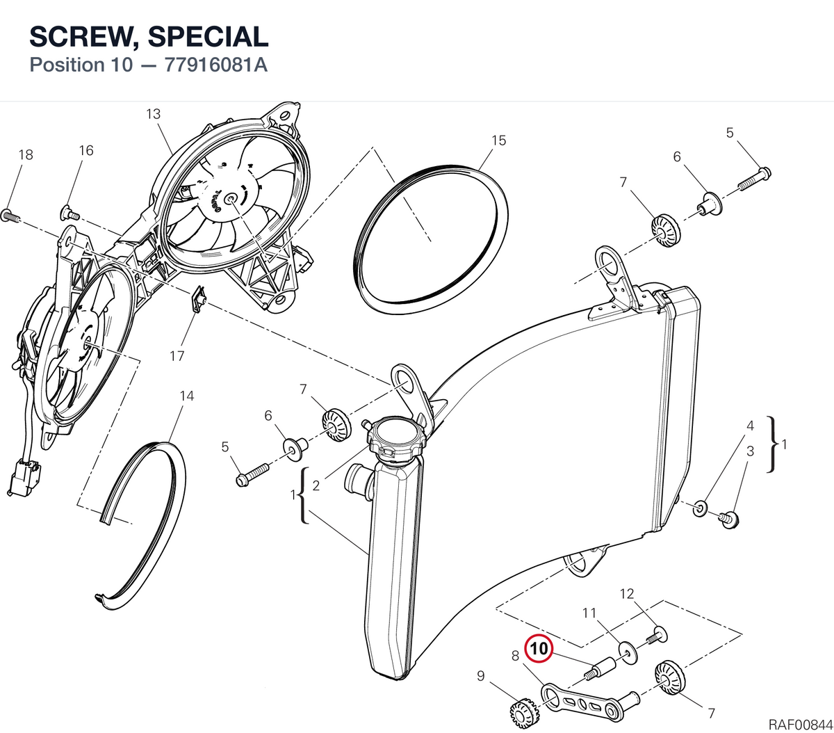 SCREW, SPECIAL 77916081A diagram position