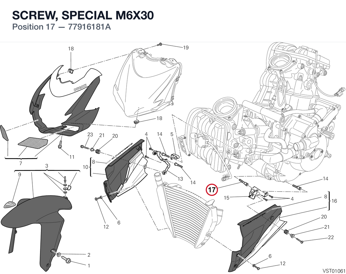 SCREW, SPECIAL M6X30 77916181A diagram position