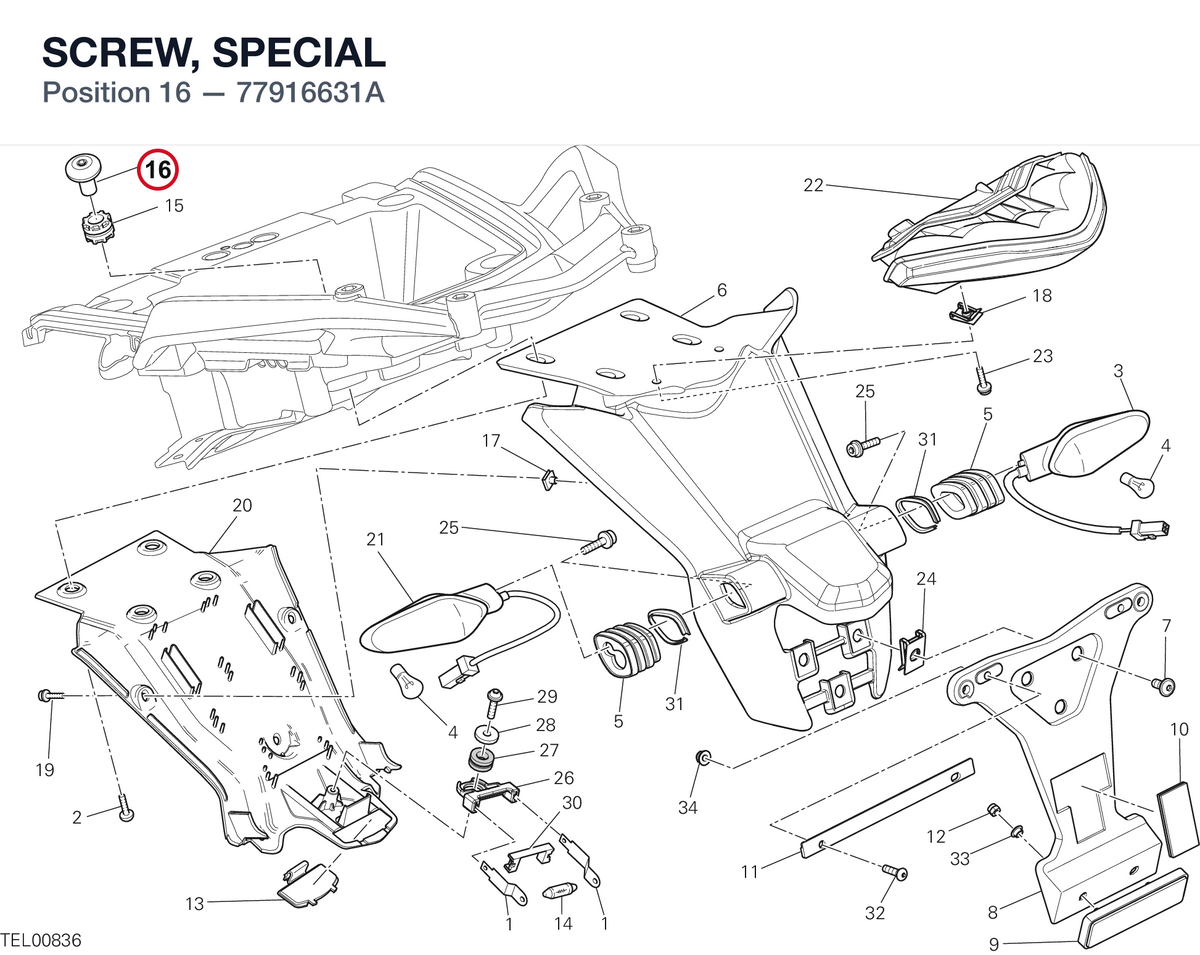 SCREW, SPECIAL 77916631A diagram position