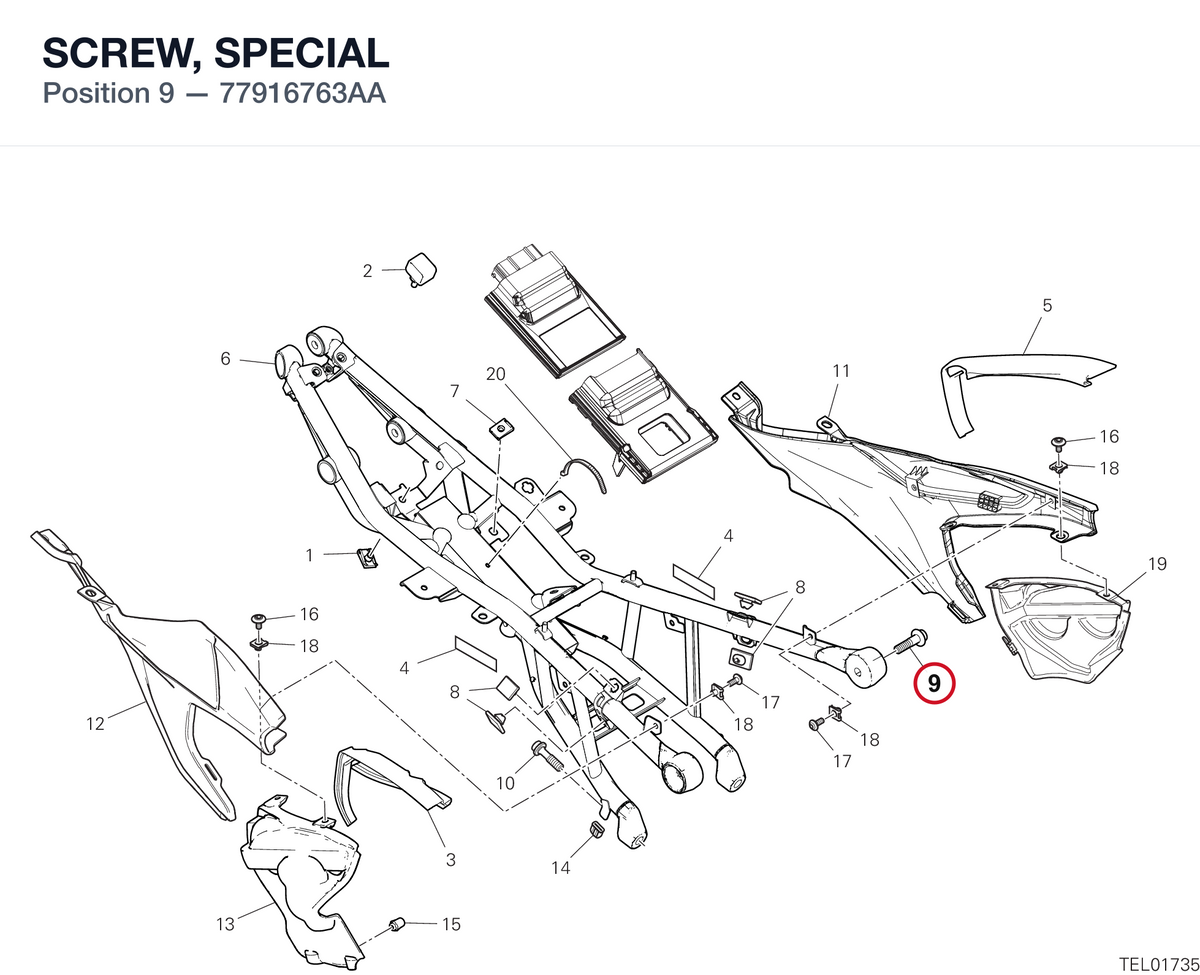 SCREW, SPECIAL 77916763AA diagram position
