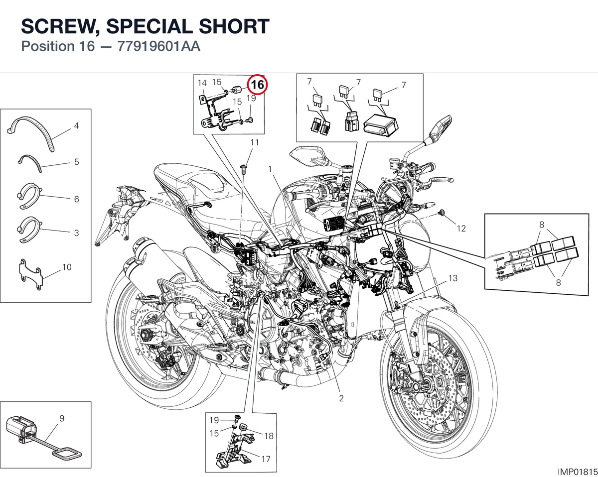 SCREW, SPECIAL SHORT 77919601AA diagram position