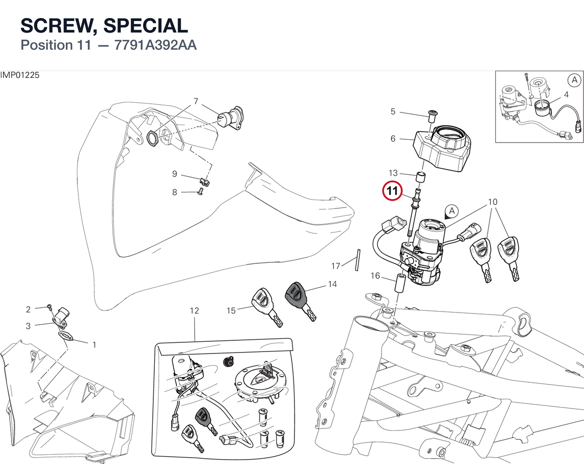 SCREW, SPECIAL 7791A392AA diagram position