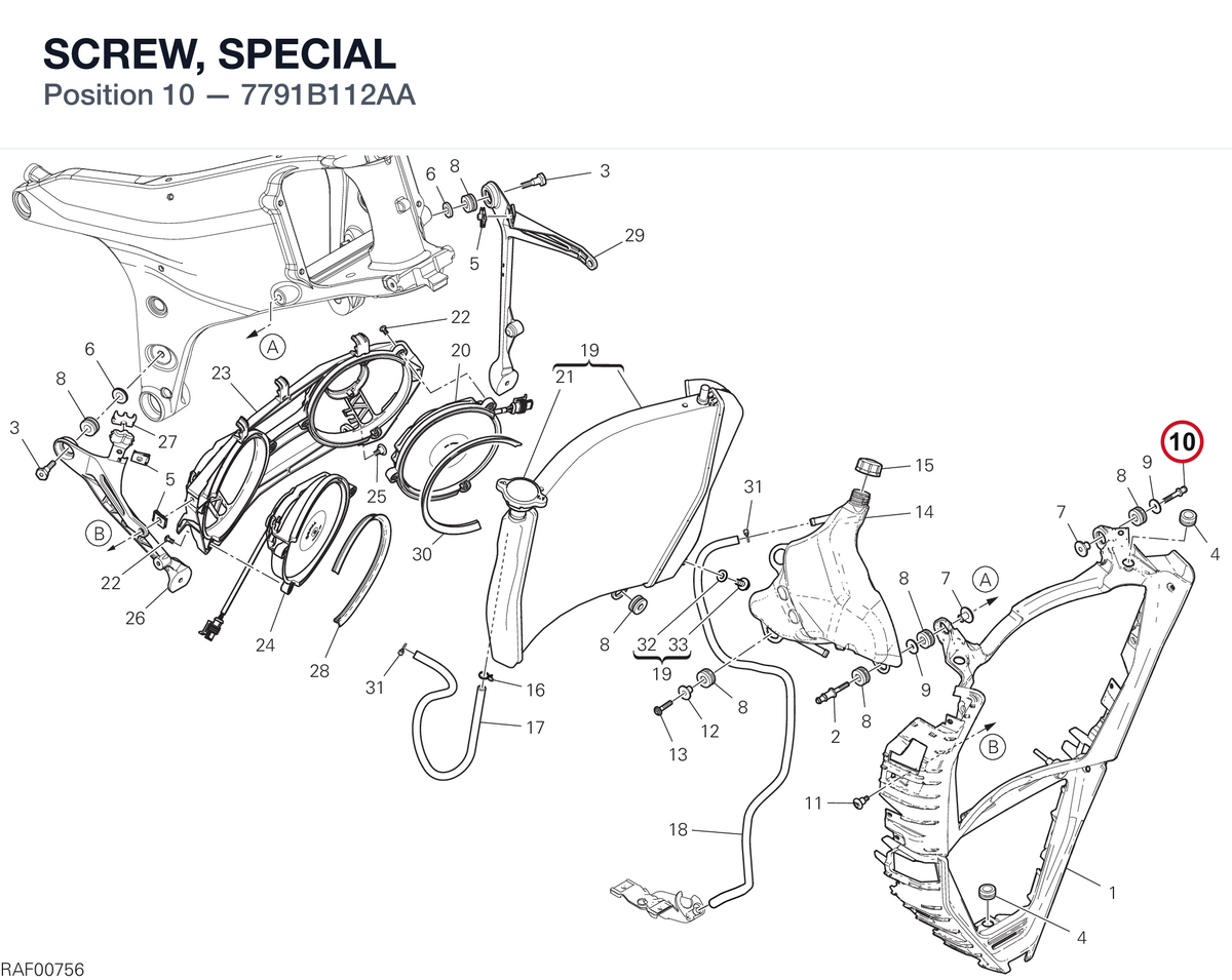 SCREW, SPECIAL 7791B112AA diagram position