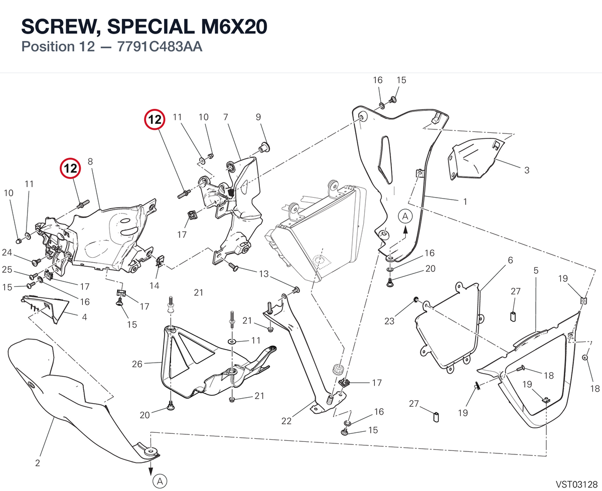 SCREW, SPECIAL M6X20 7791C483AA diagram position