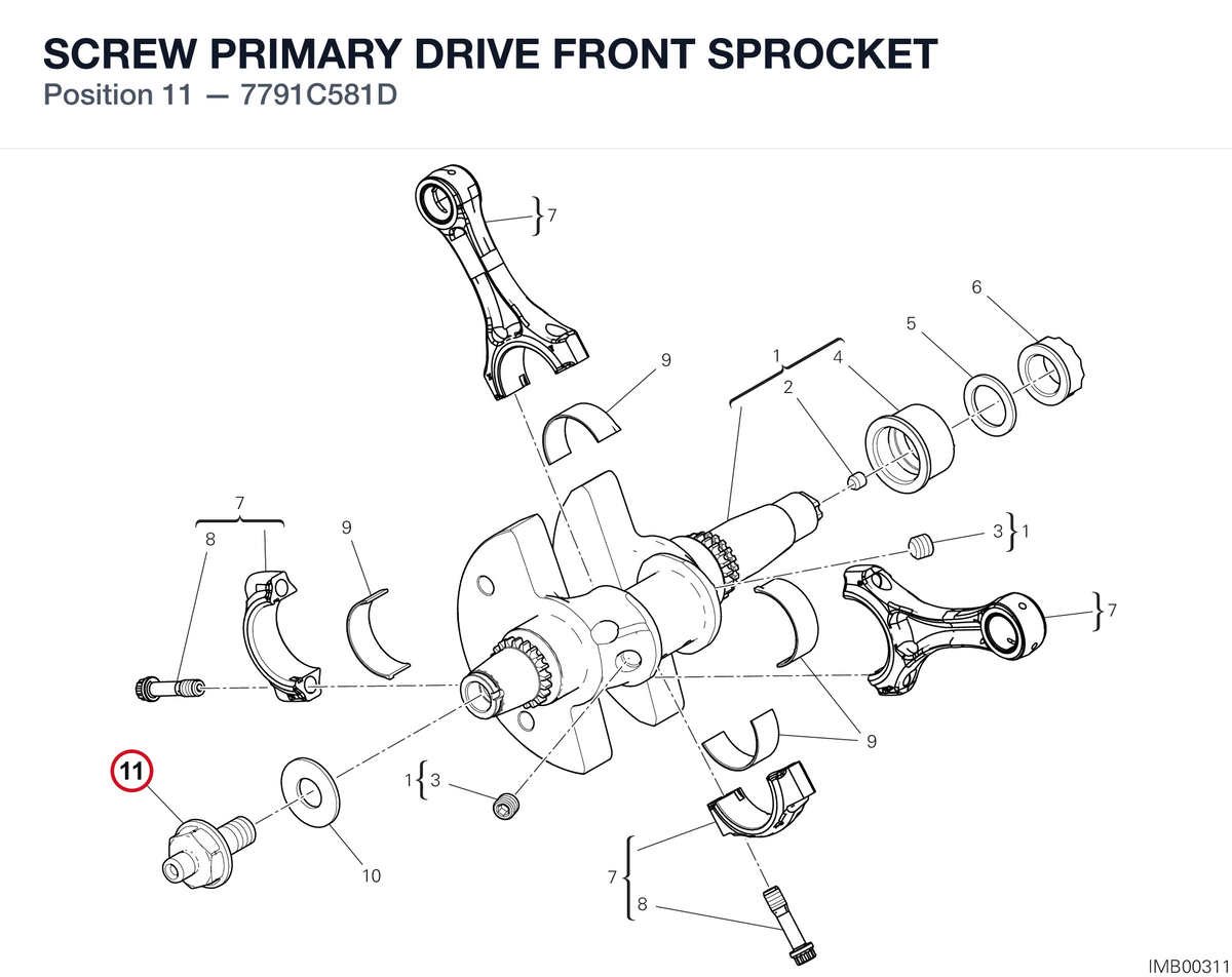 SCREW PRIMARY DRIVE FRONT SPROCKET 7791C581D diagram position