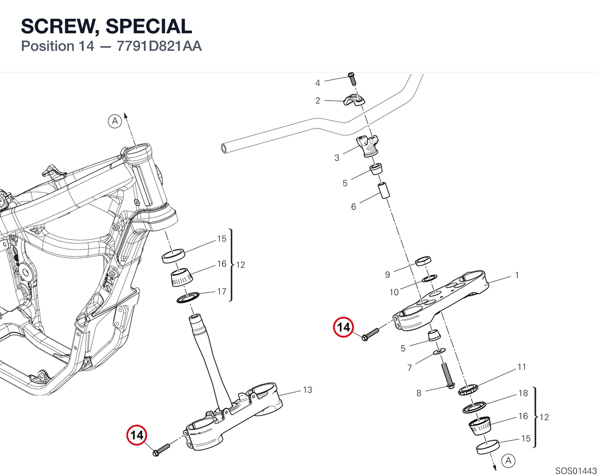 SCREW, SPECIAL 7791D821AA diagram position