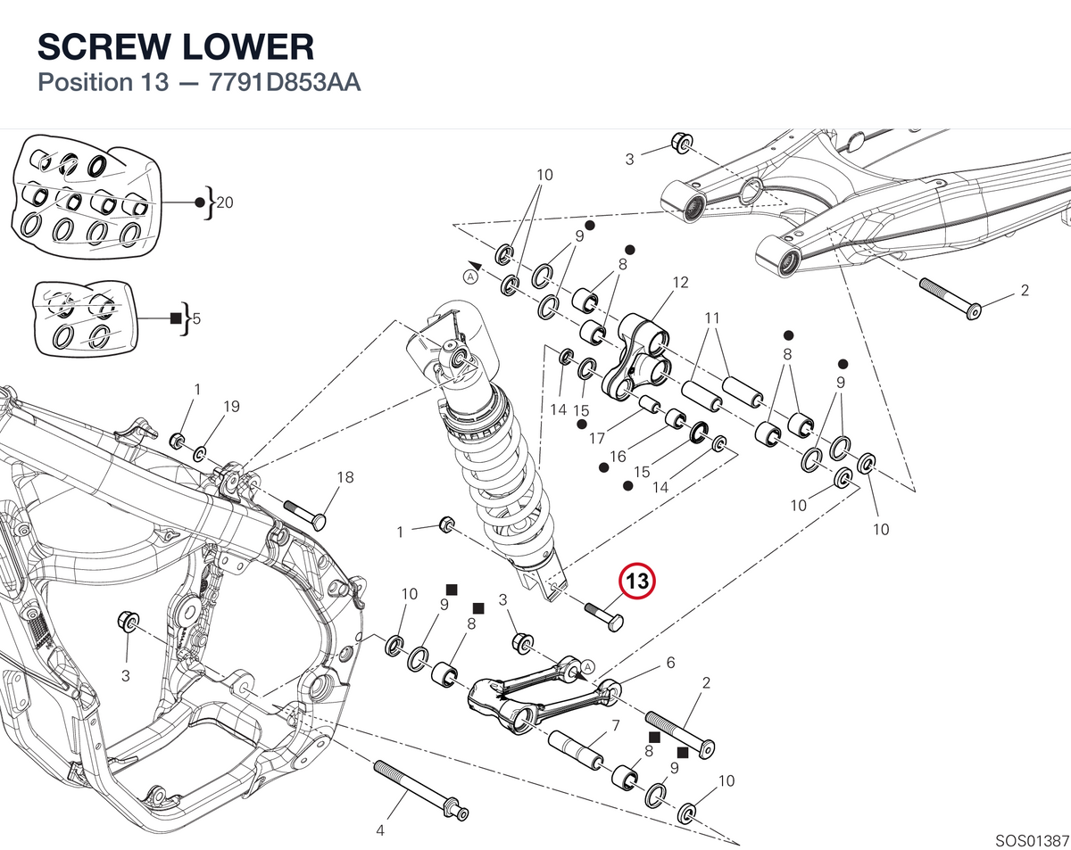 SCREW LOWER 7791D853AA diagram position