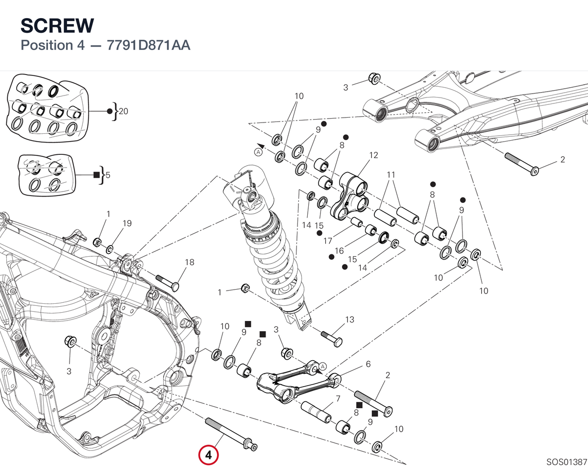 SCREW 7791D871AA diagram position
