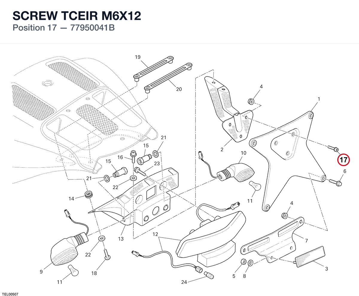 SCREW TCEIR M6X12 77950041B diagram position