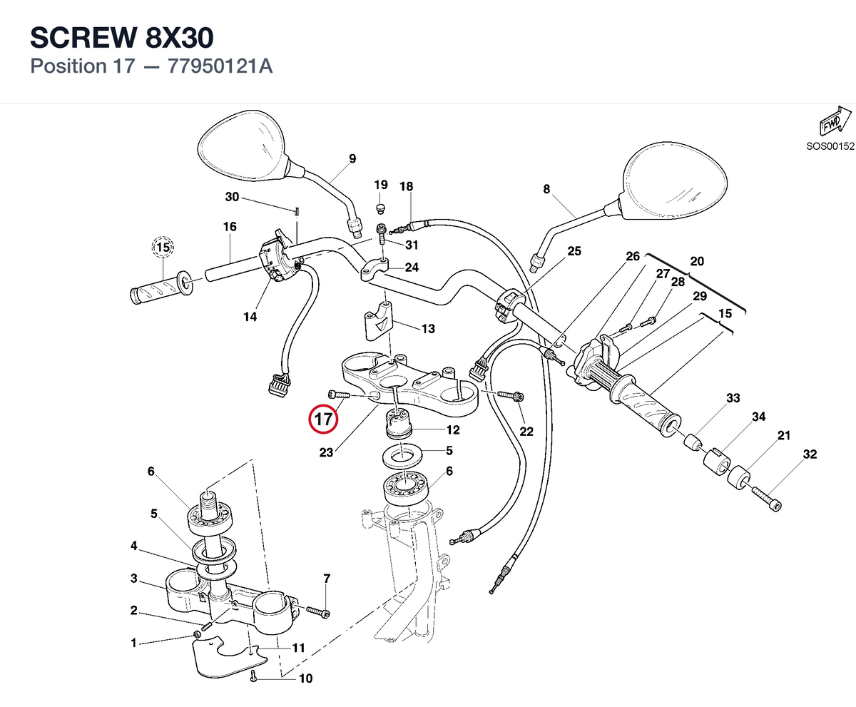 SCREW 8X30 77950121A diagram position