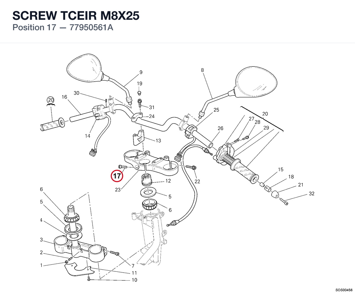 SCREW TCEIR M8X25 77950561A diagram position