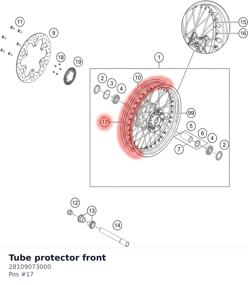Diagram preview: Tube protector front (28109073000)
