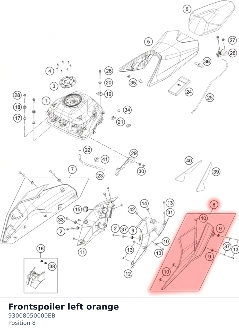 Diagram preview: Frontspoiler left orange (93008050000EB)