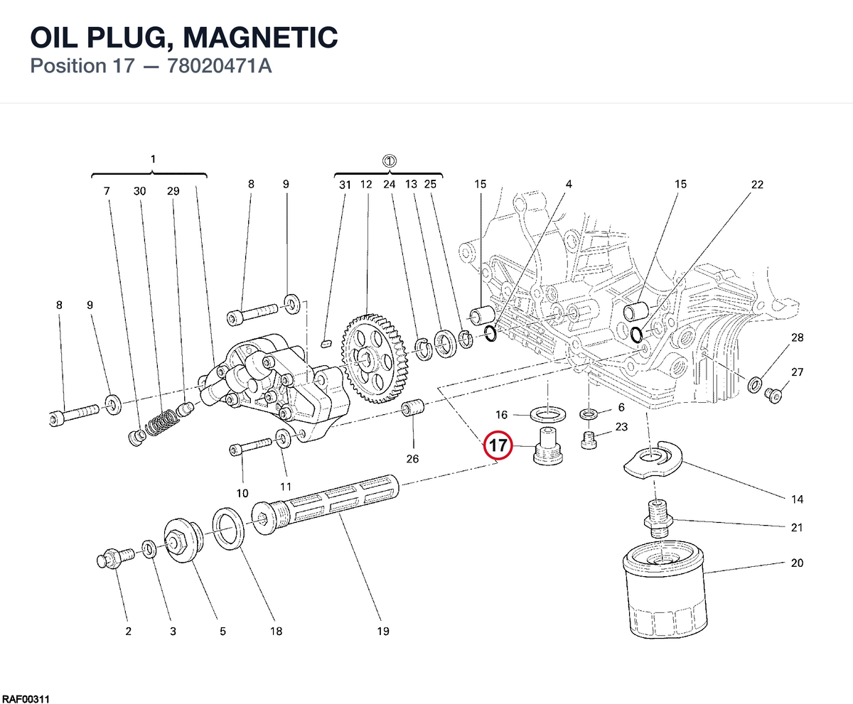 OIL PLUG, MAGNETIC 78020471A diagram position