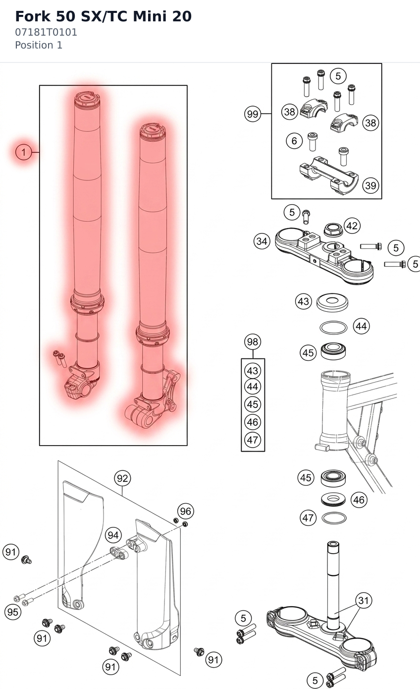 Diagram preview: Fork 50 SX/TC Mini 20 (07181T0101)