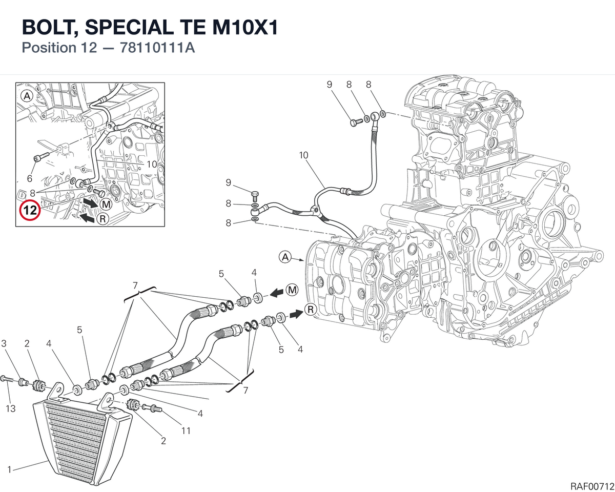BOLT, SPECIAL TE M10X1 78110111A diagram position