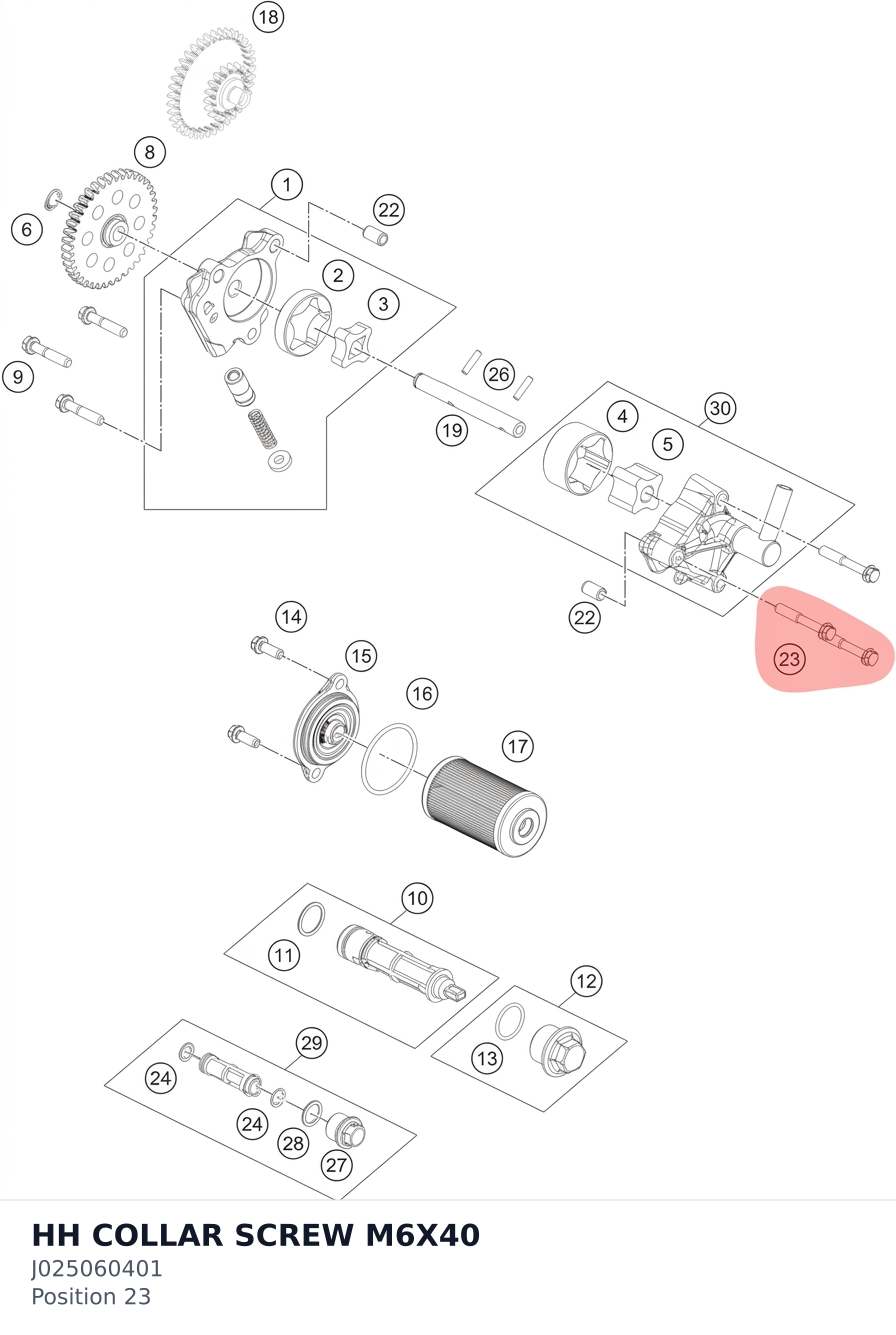 Diagram preview: HH COLLAR SCREW M6X40 (J025060401)