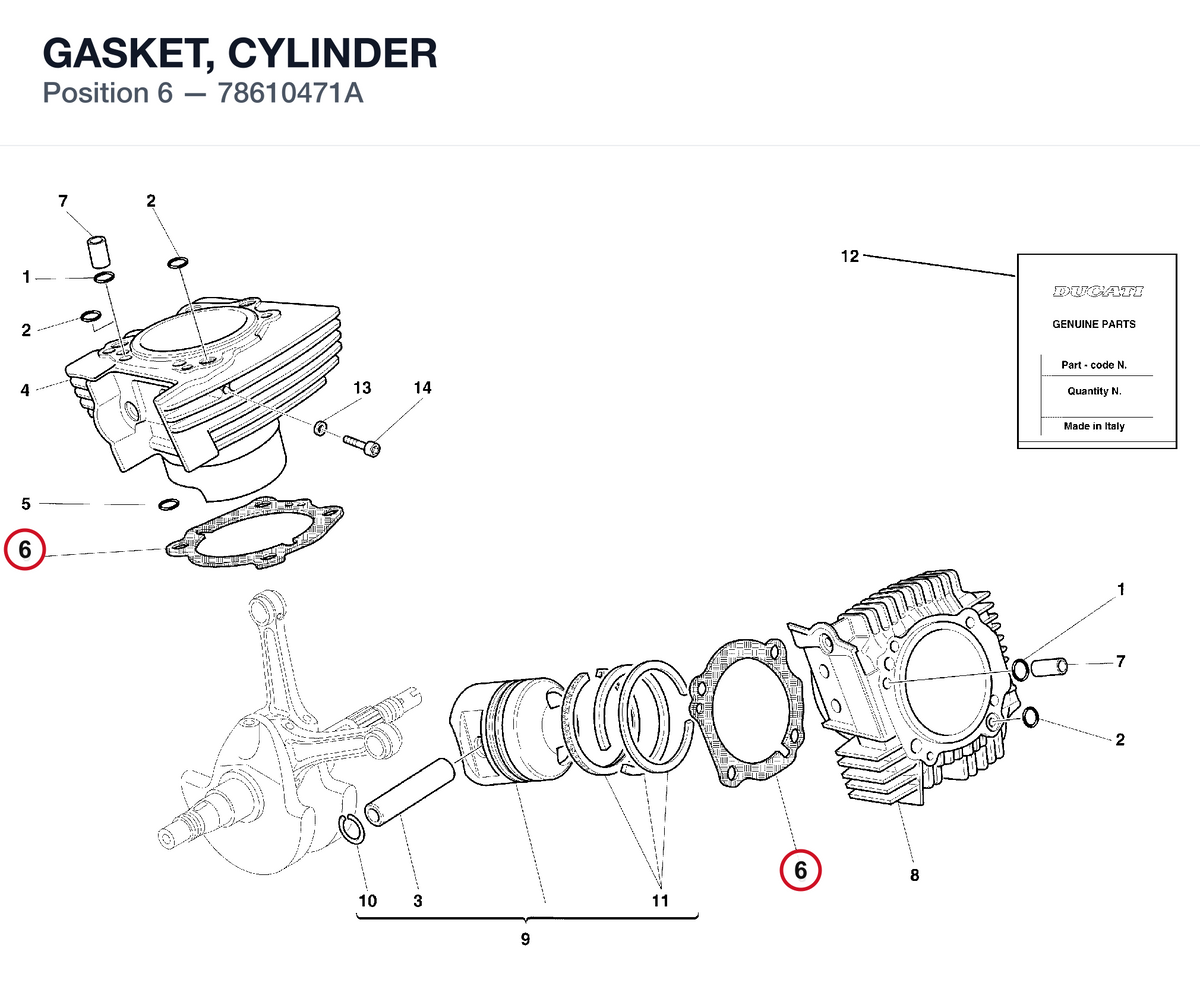GASKET, CYLINDER 78610471A diagram position