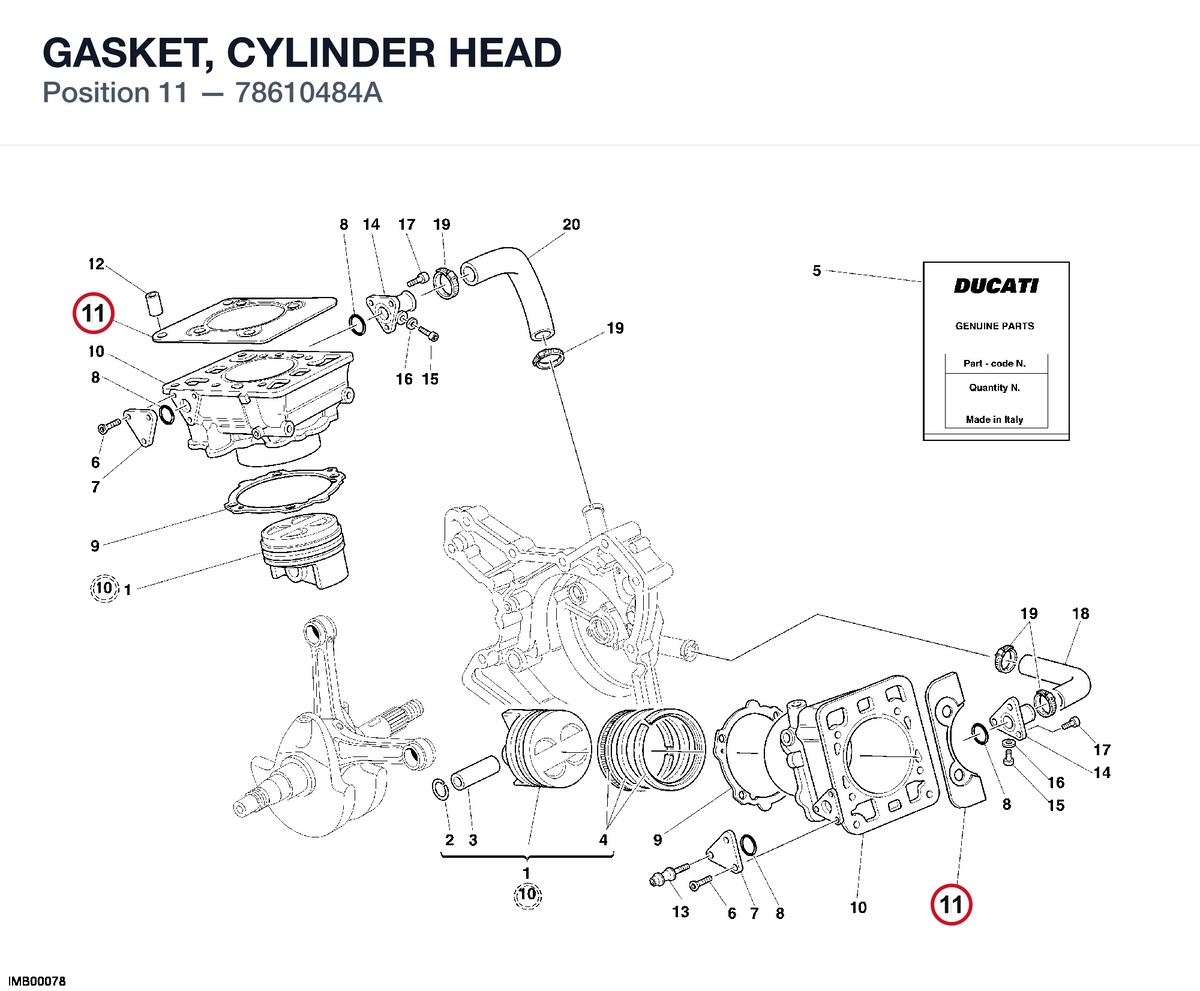 GASKET, CYLINDER HEAD 78610484A diagram position