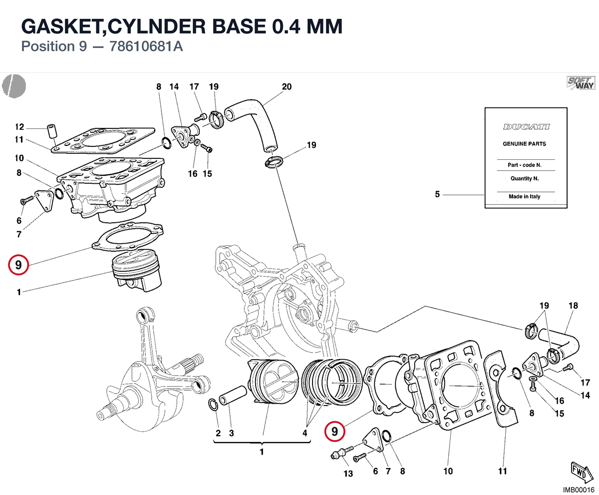 GASKET,CYLNDER BASE 0.4 MM 78610681A diagram position