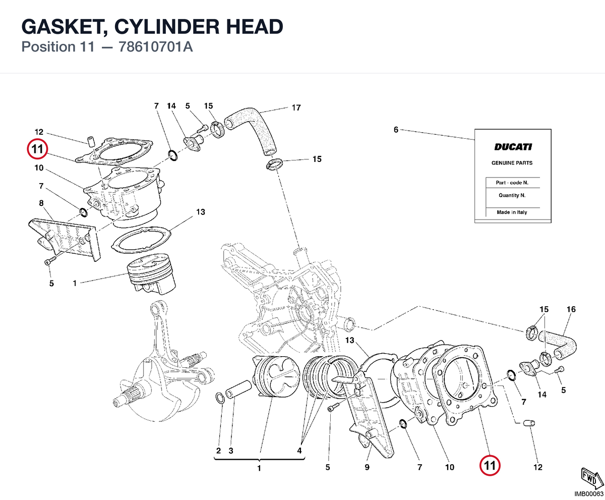 GASKET, CYLINDER HEAD 78610701A diagram position