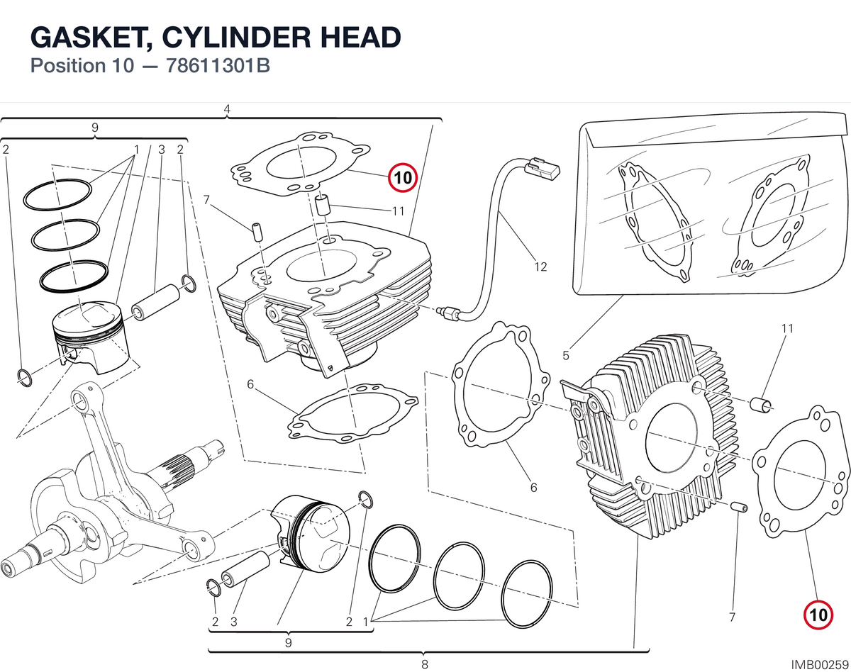 GASKET, CYLINDER HEAD 78611301B diagram position