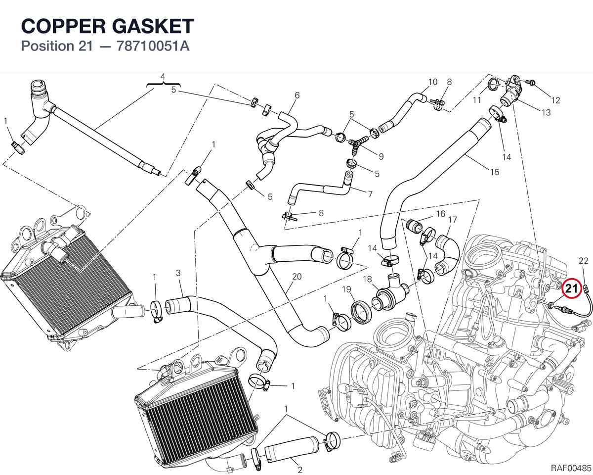 COPPER GASKET 78710051A diagram position