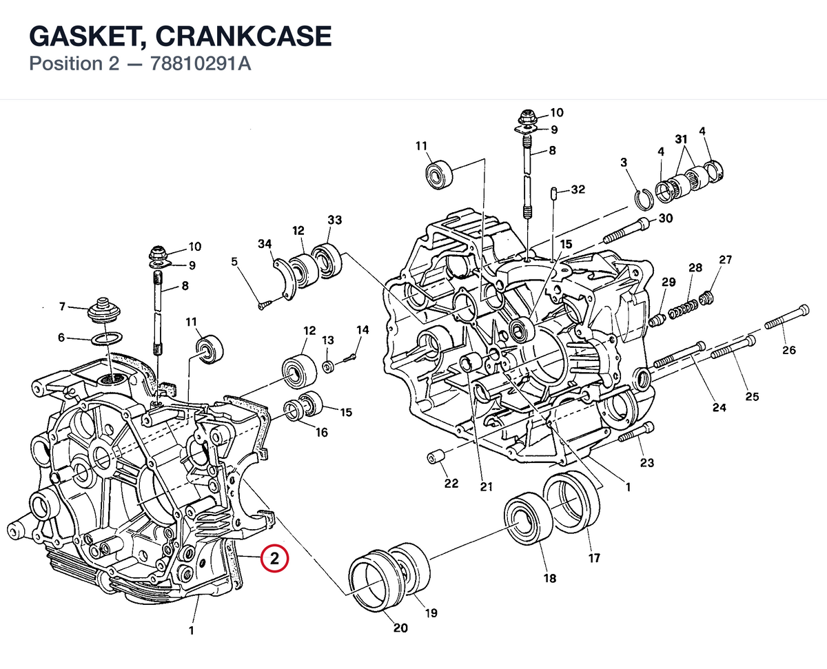 GASKET, CRANKCASE 78810291A diagram position