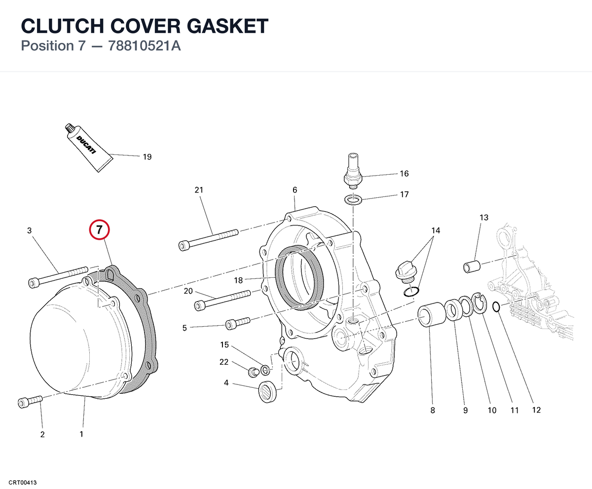 CLUTCH COVER GASKET 78810521A diagram position