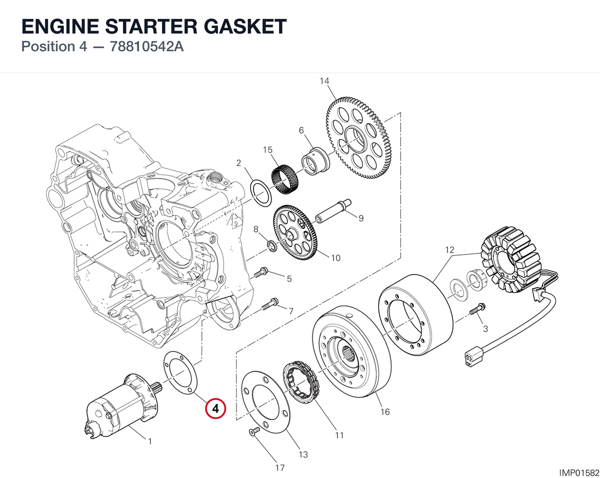 ENGINE STARTER GASKET 78810542A diagram position