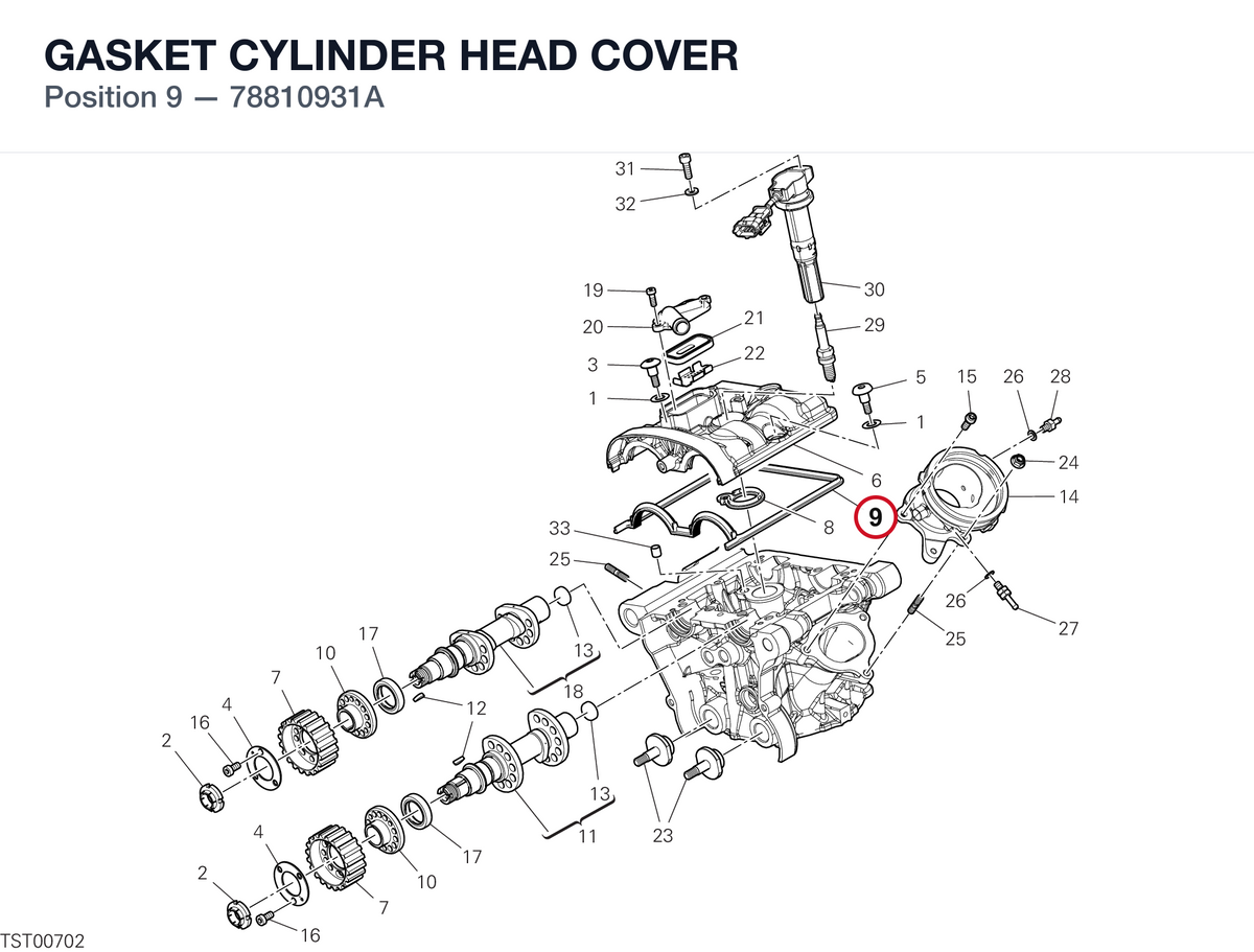 GASKET CYLINDER HEAD COVER 78810931A diagram position
