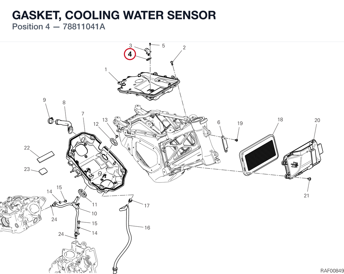 GASKET, COOLING WATER SENSOR 78811041A diagram position