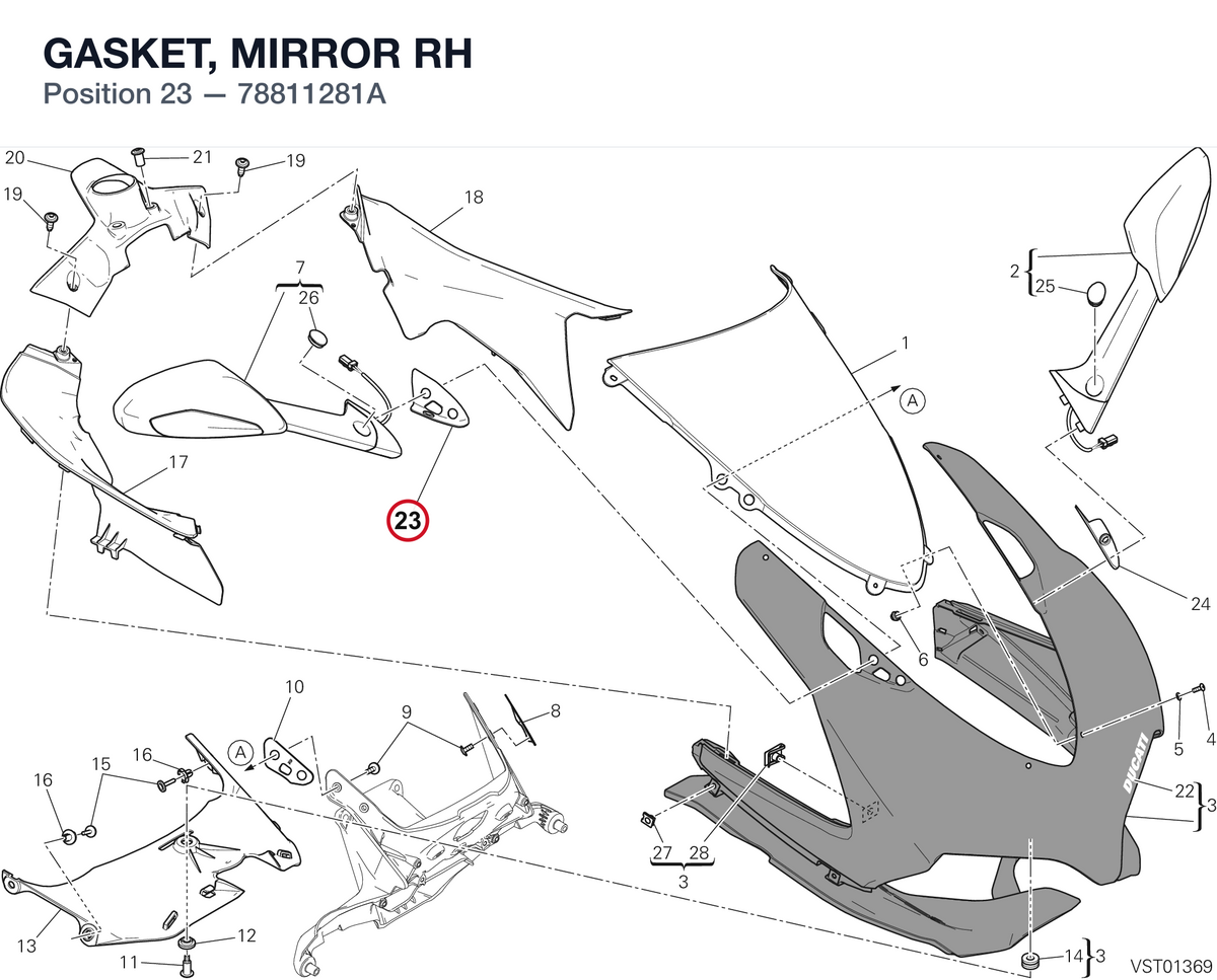 GASKET, MIRROR RH 78811281A diagram position