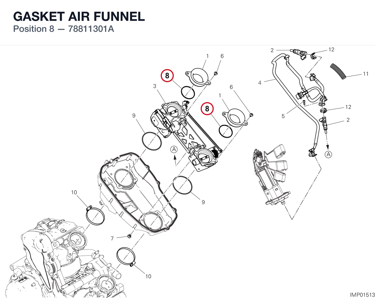 GASKET AIR FUNNEL 78811301A diagram position