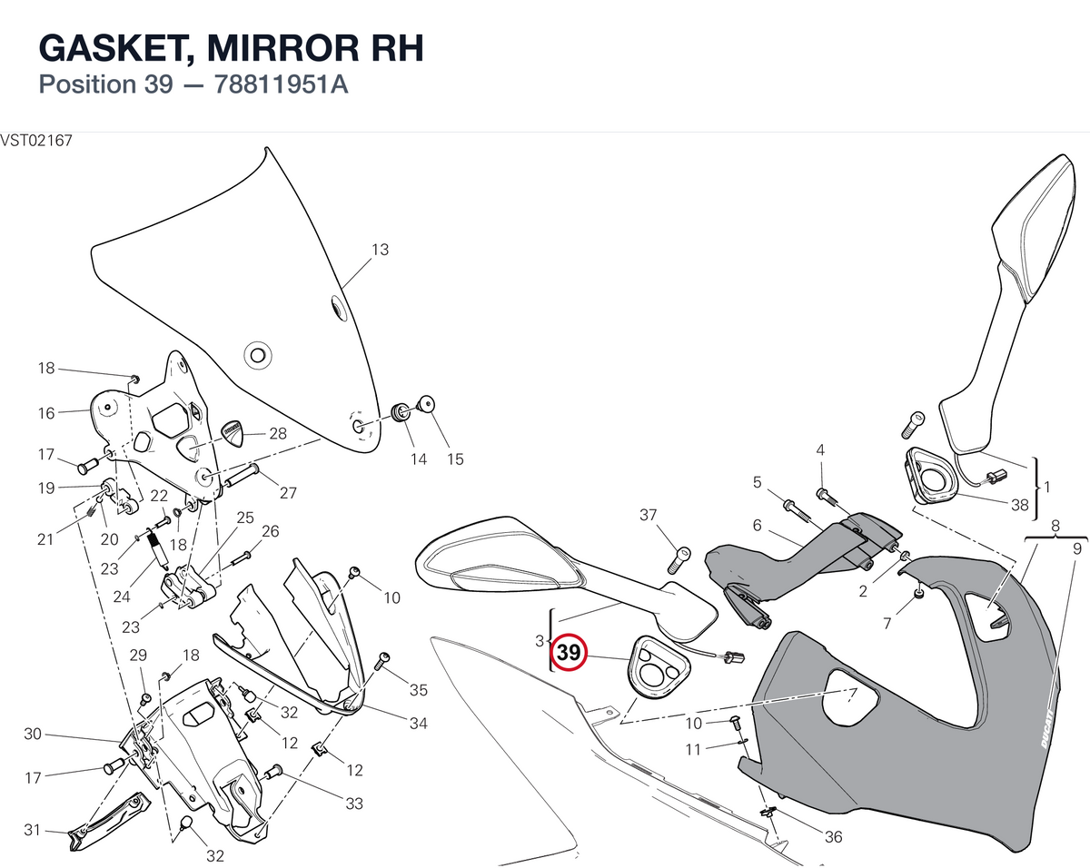 GASKET, MIRROR RH 78811951A diagram position