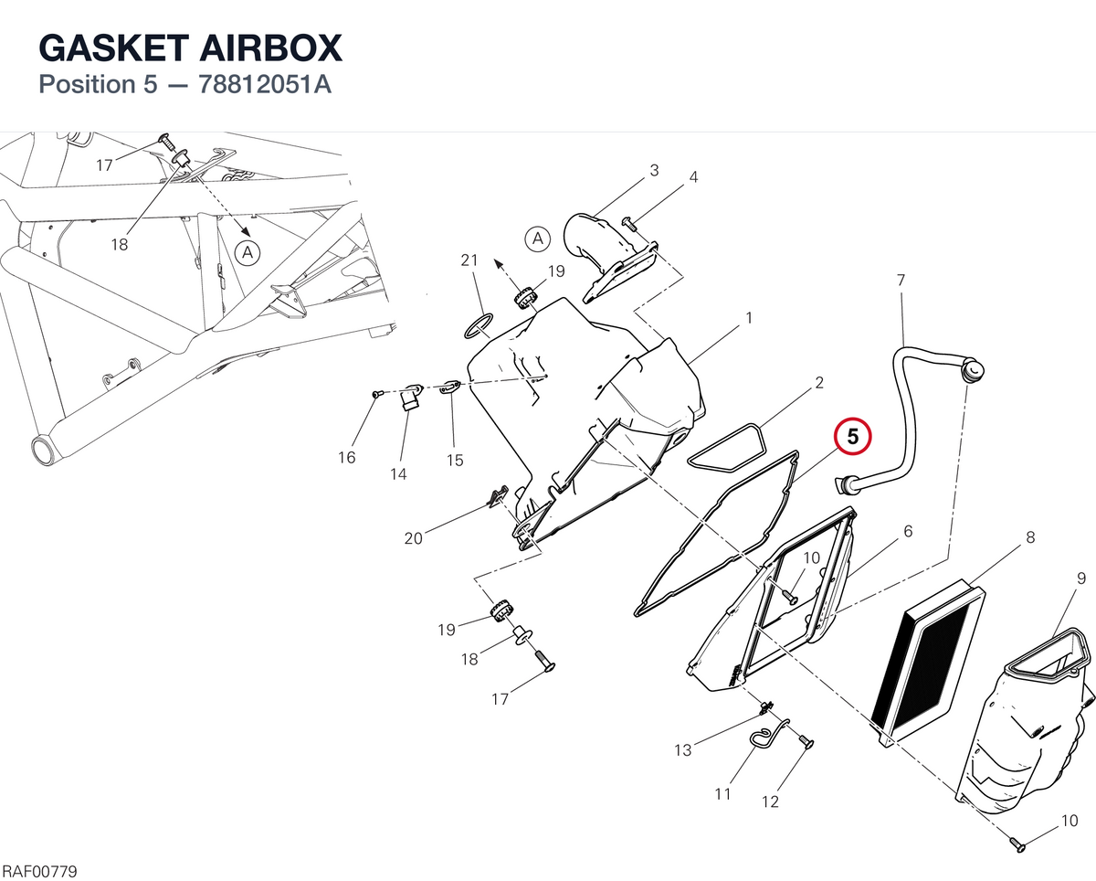 GASKET AIRBOX 78812051A diagram position