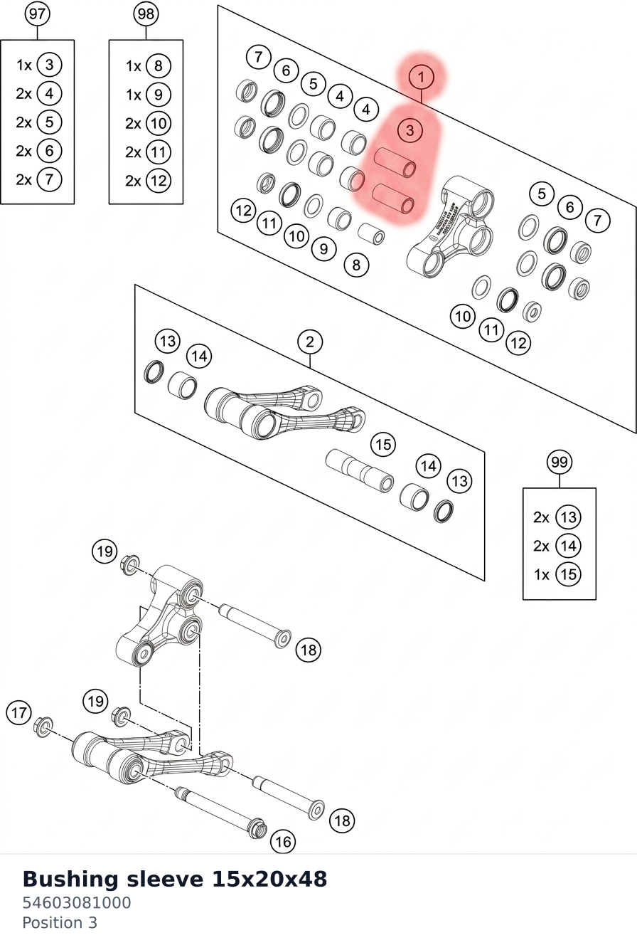 Diagram preview: Bushing sleeve 15x20x48 (54603081000)