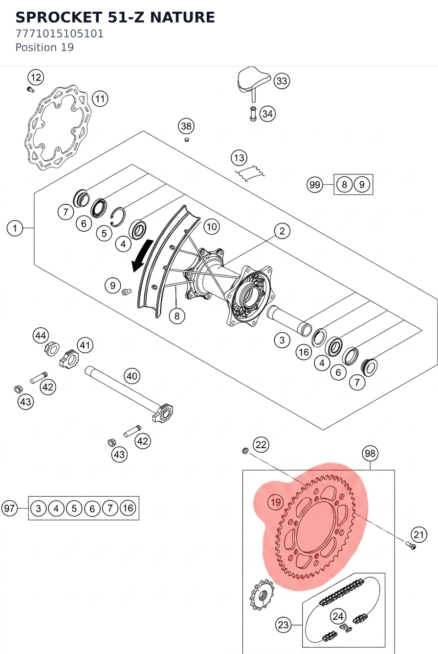 Diagram preview: SPROCKET 51-Z NATURE (7771015105101)