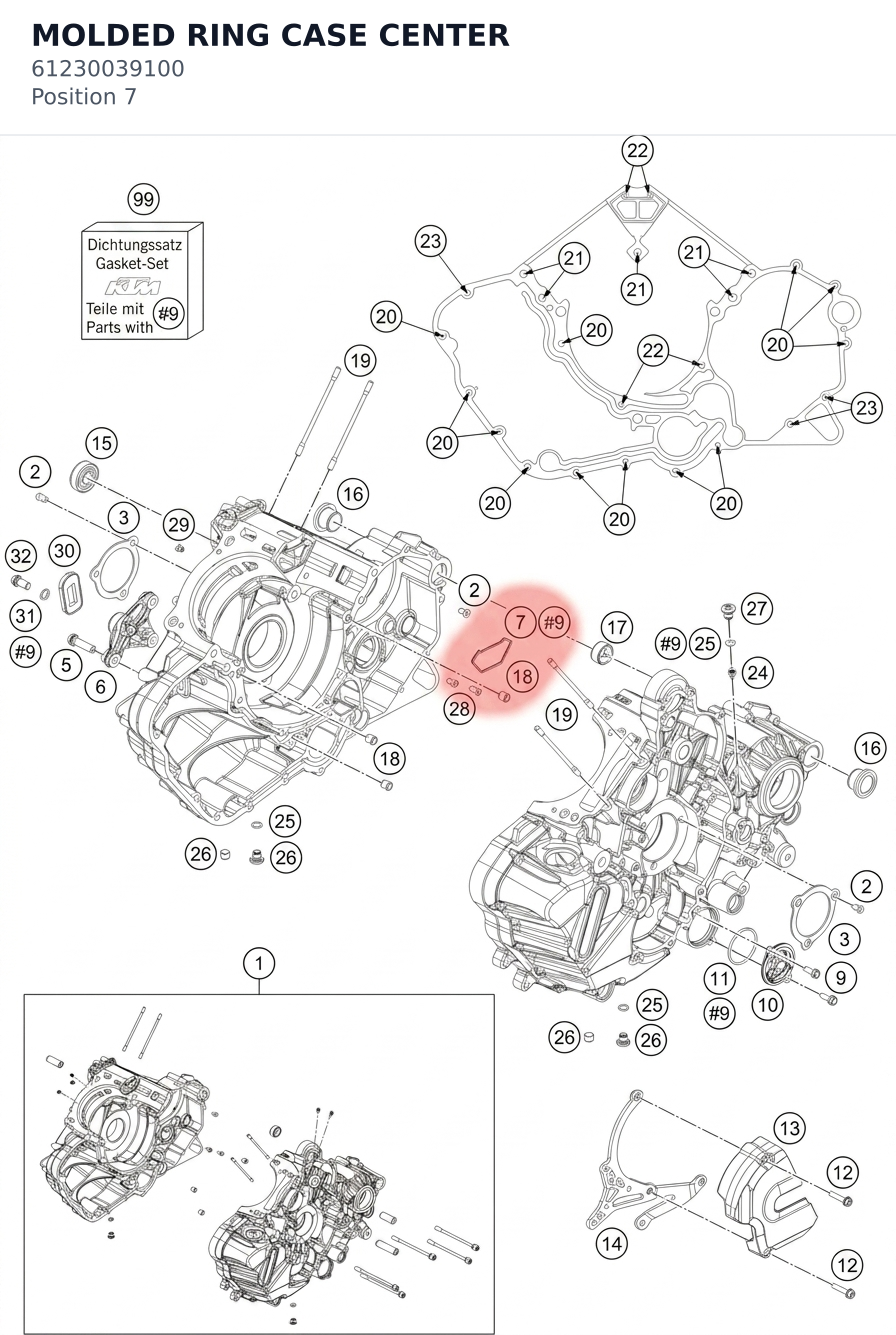 Diagram preview: MOLDED RING CASE CENTER (61230039100)