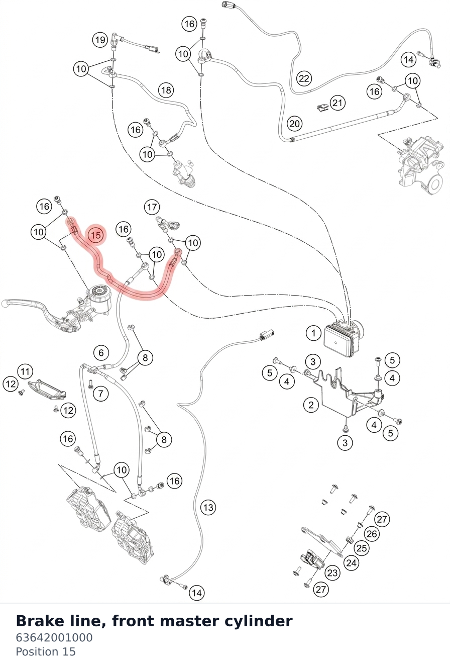 Diagram preview: Brake line, front master cylinder (63642001000)