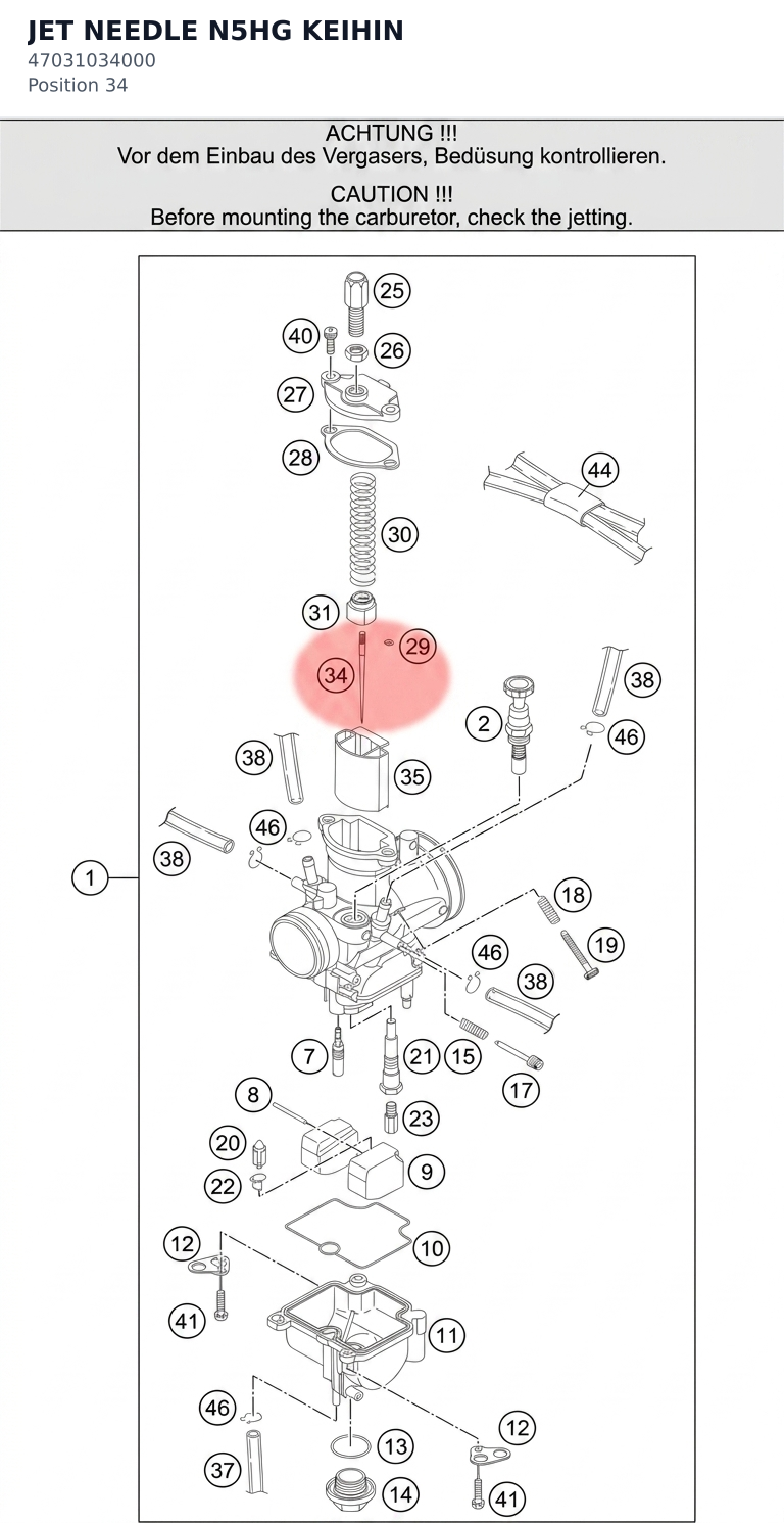 Diagram preview: JET NEEDLE N5HG KEIHIN (47031034000)