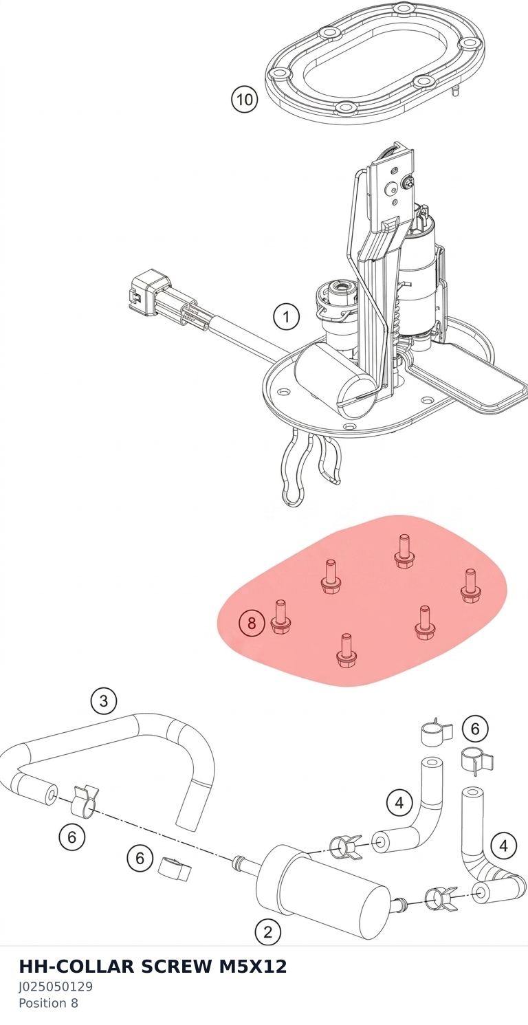 Diagram preview: HH-COLLAR SCREW M5X12 (J025050129)