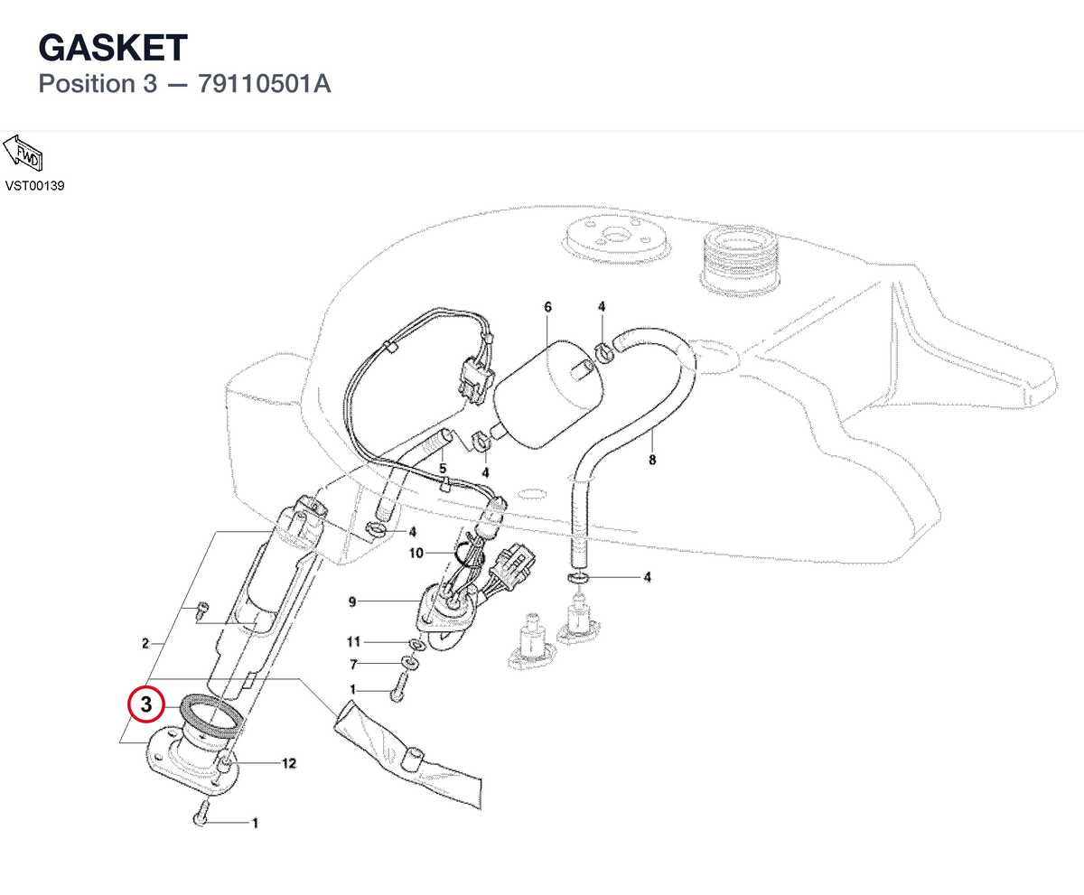 GASKET 79110501A diagram position