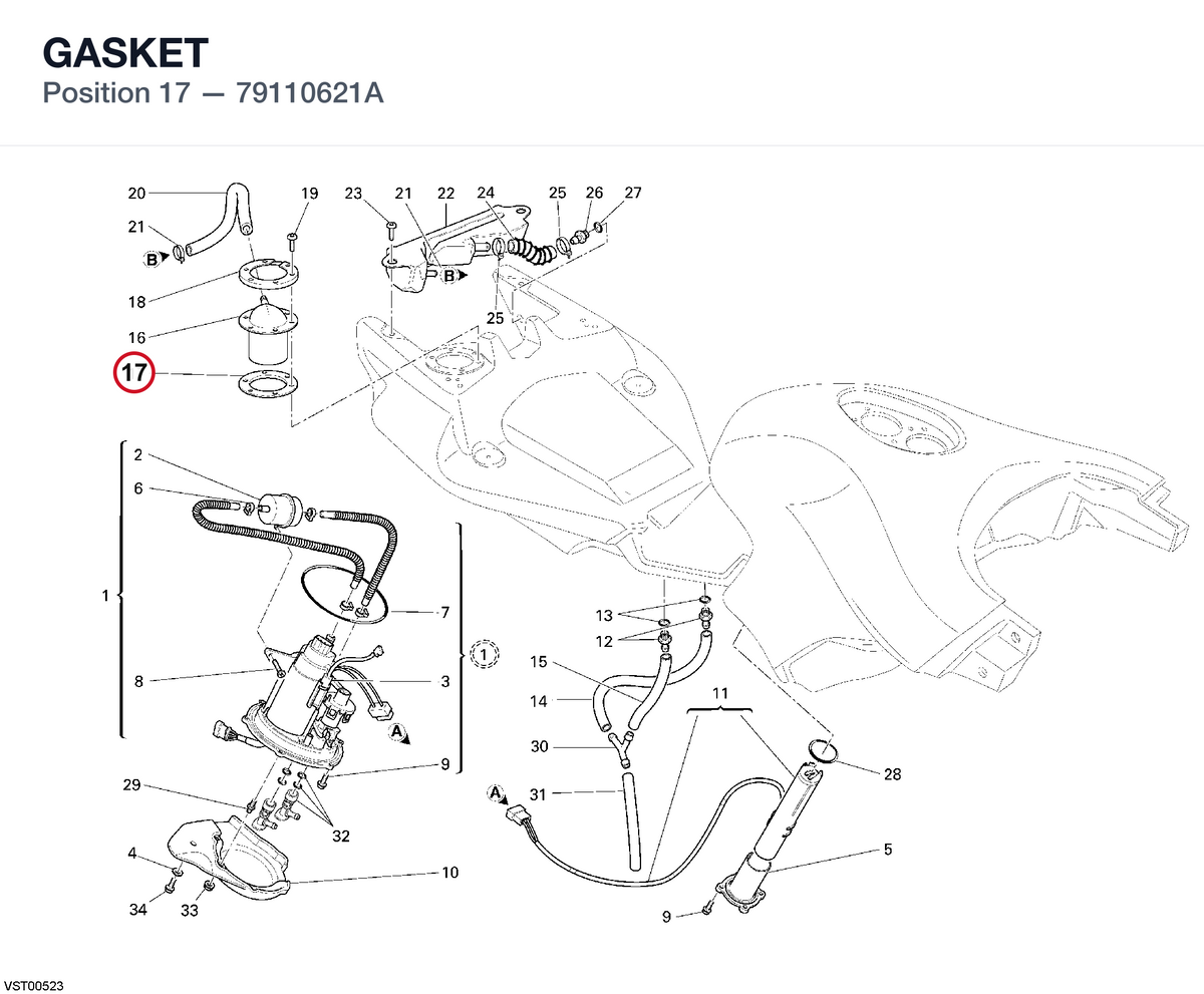 GASKET 79110621A diagram position