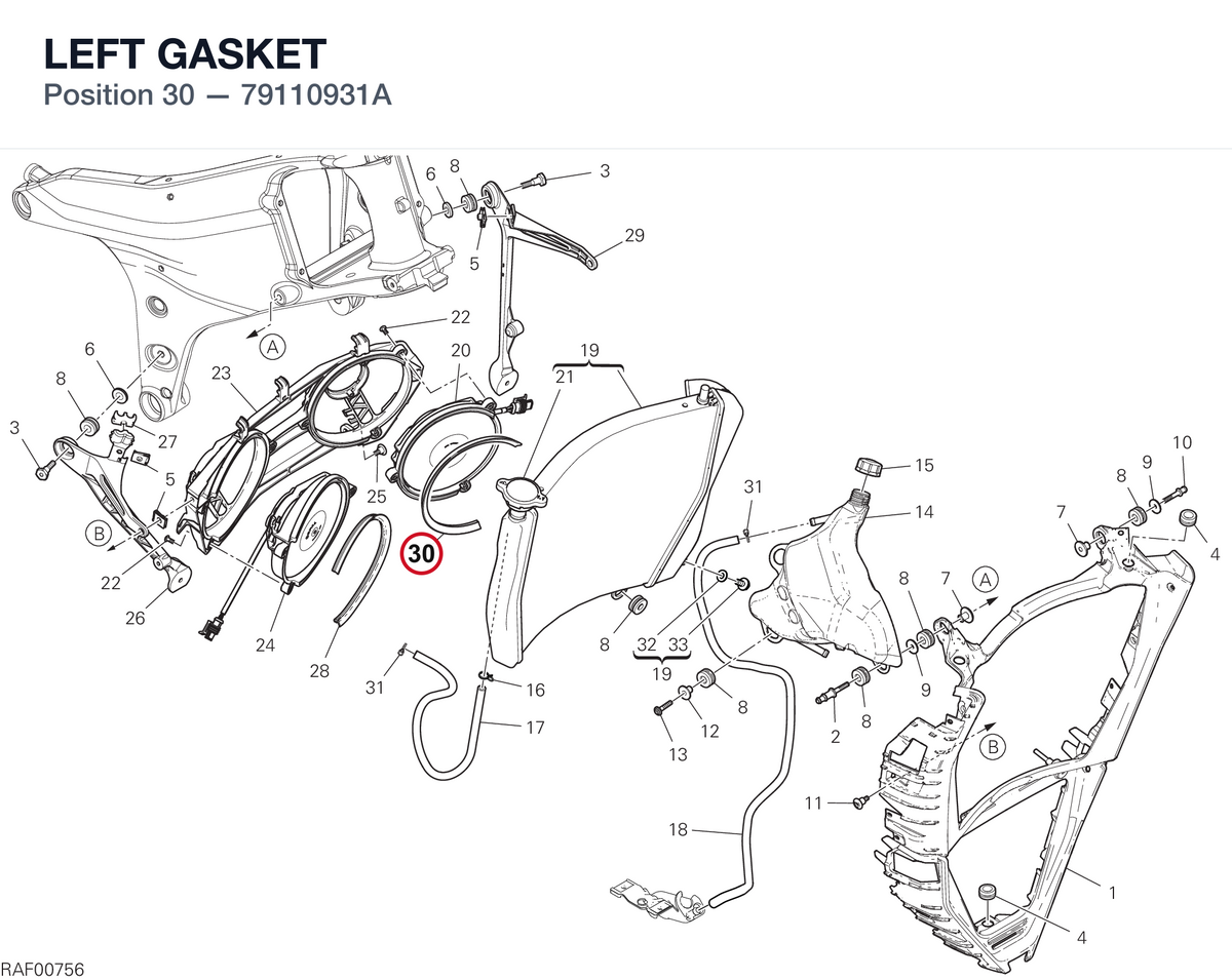 LEFT GASKET 79110931A diagram position