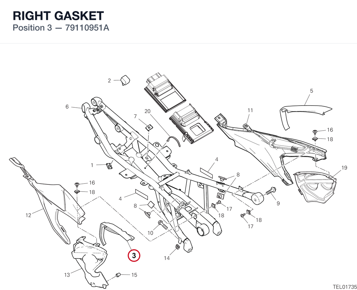 RIGHT GASKET 79110951A diagram position