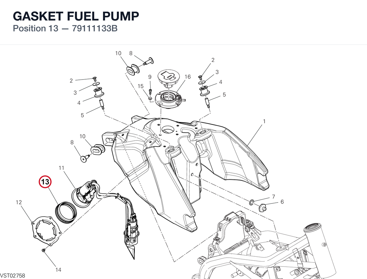 GASKET FUEL PUMP 79111133B diagram position