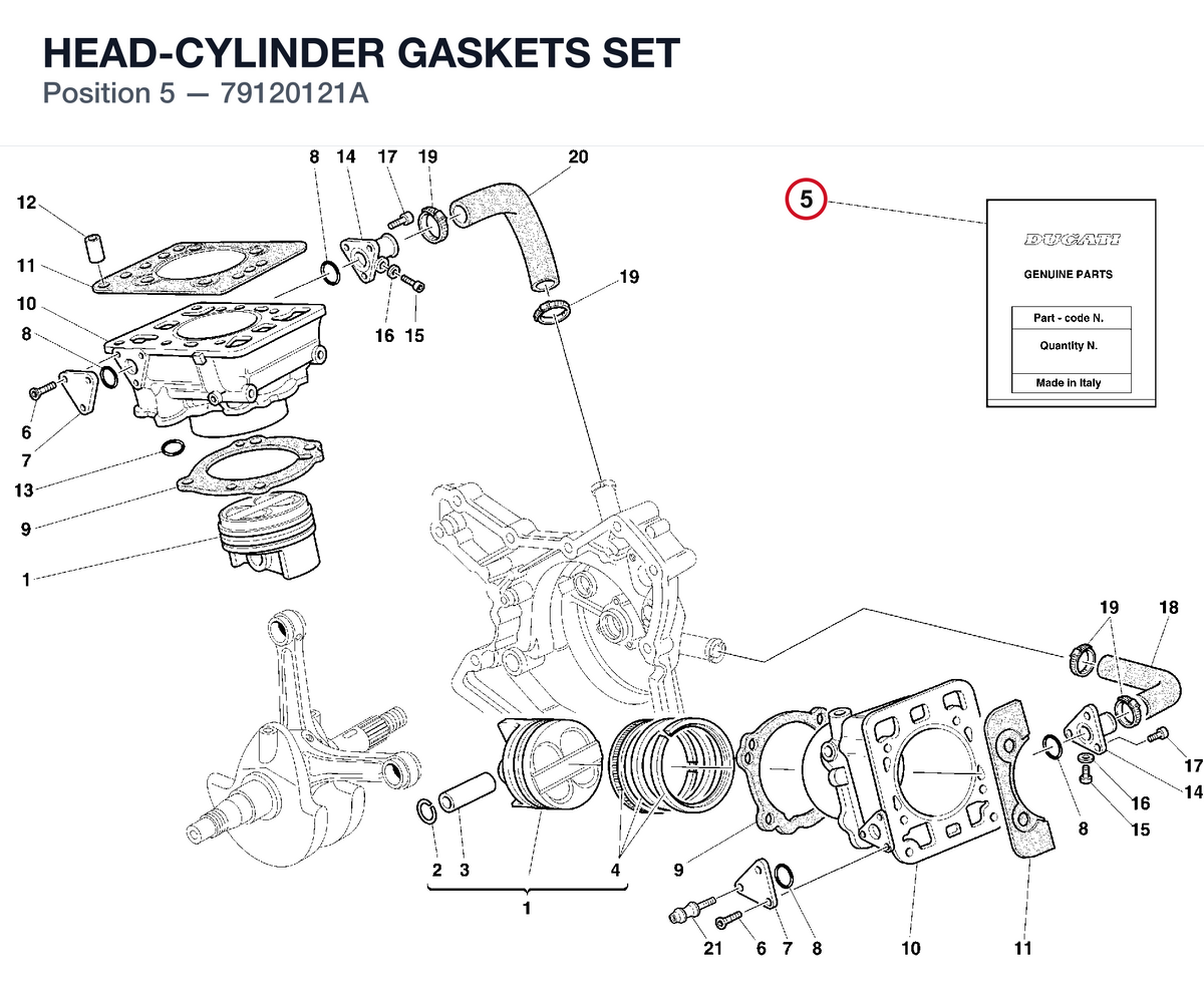 HEAD-CYLINDER GASKETS SET 79120121A diagram position
