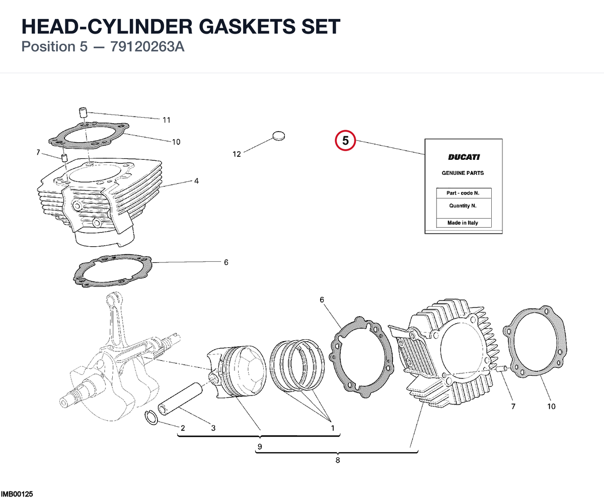 HEAD-CYLINDER GASKETS SET 79120263A diagram position