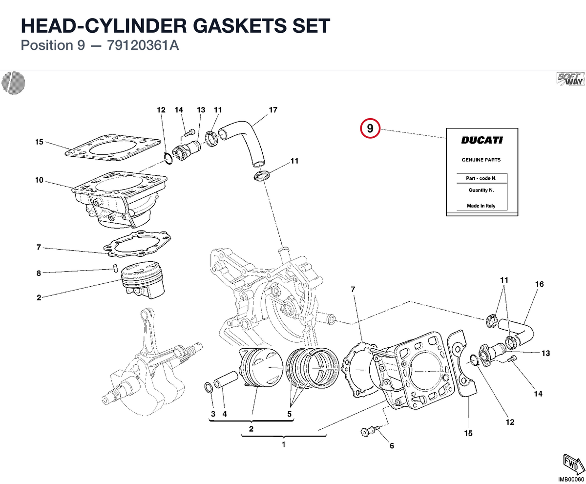 HEAD-CYLINDER GASKETS SET 79120361A diagram position